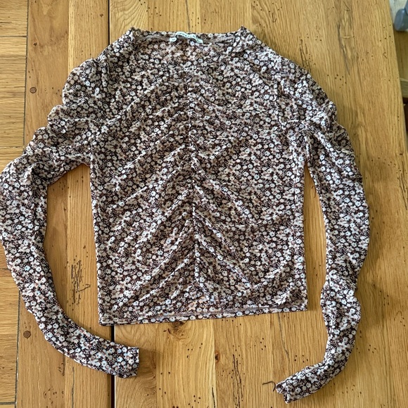 Abercrombie & Fitch Fitted Brown Floral Top - Picture 1 of 6